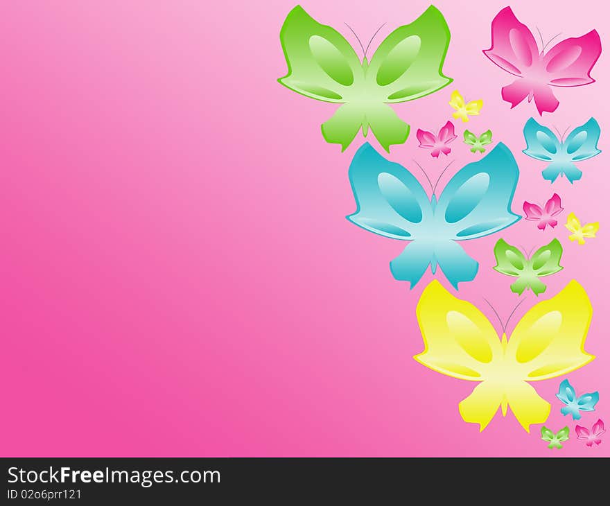 Background  With  Colour Butterflies