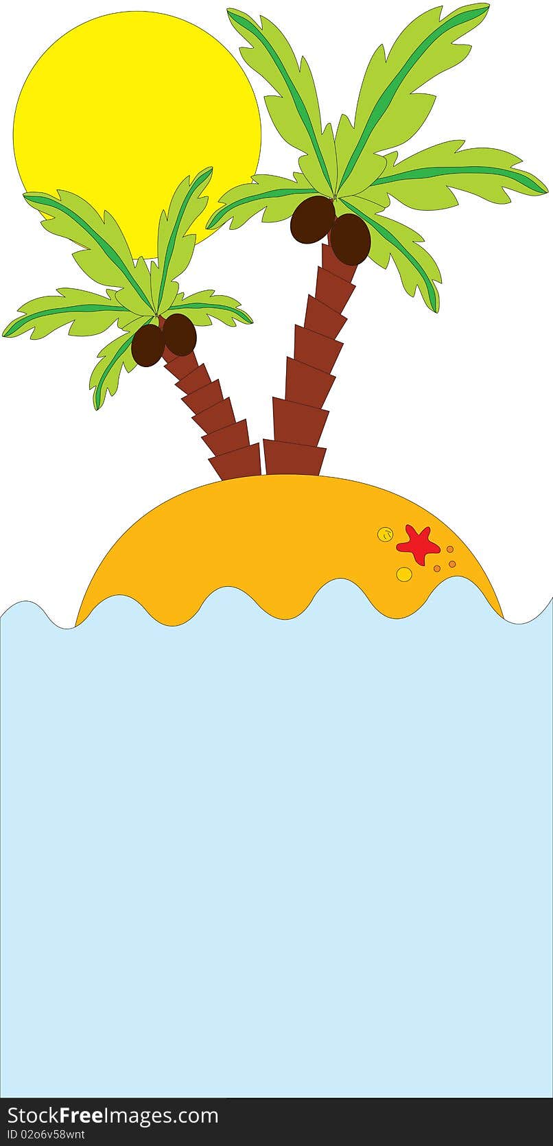 Tropical Palm On Island In Ocean