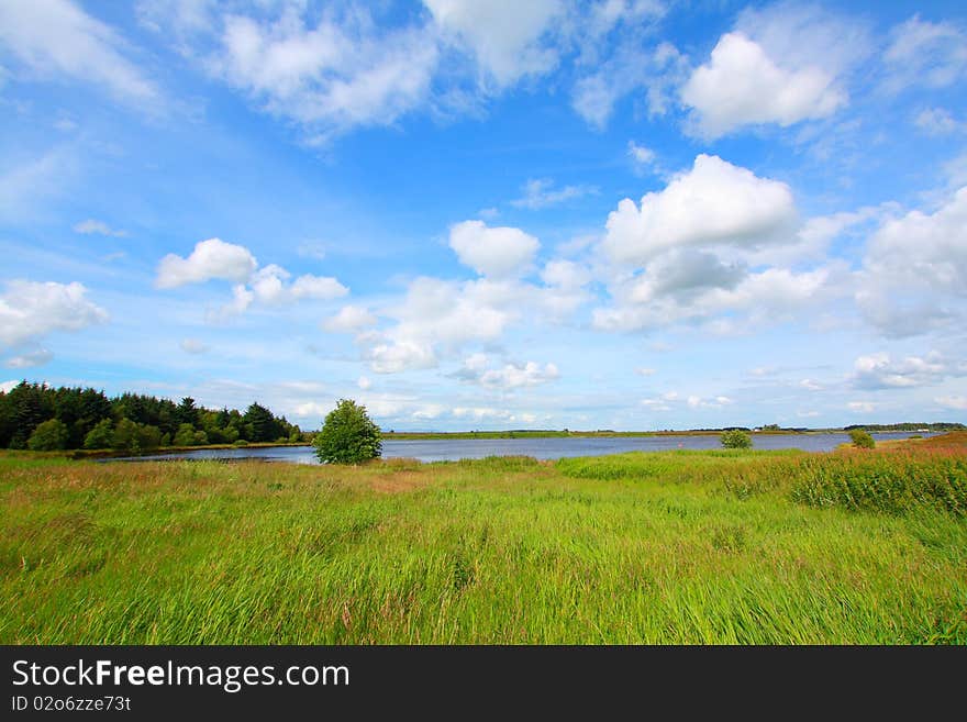 Scottish Summer landscape with blue sky