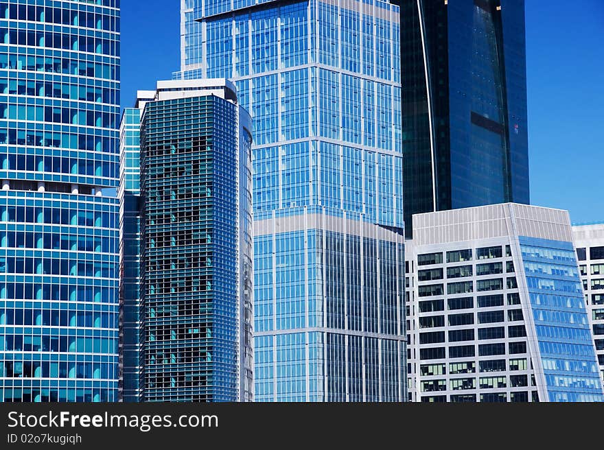 Close-up of skyscrapers in a business centre