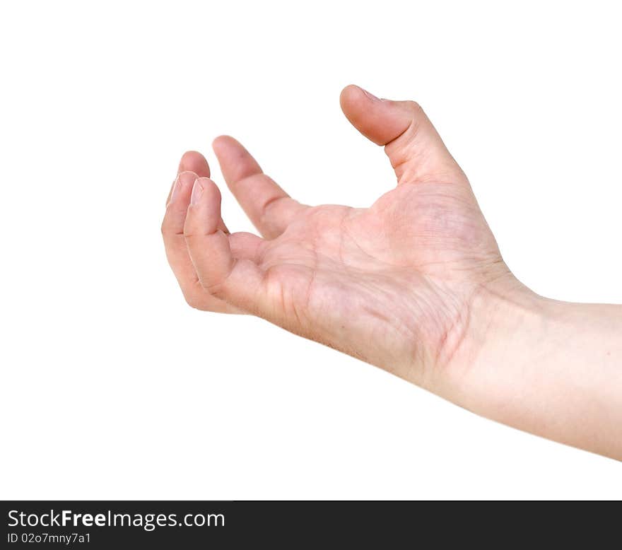 Empty hand isolated on white