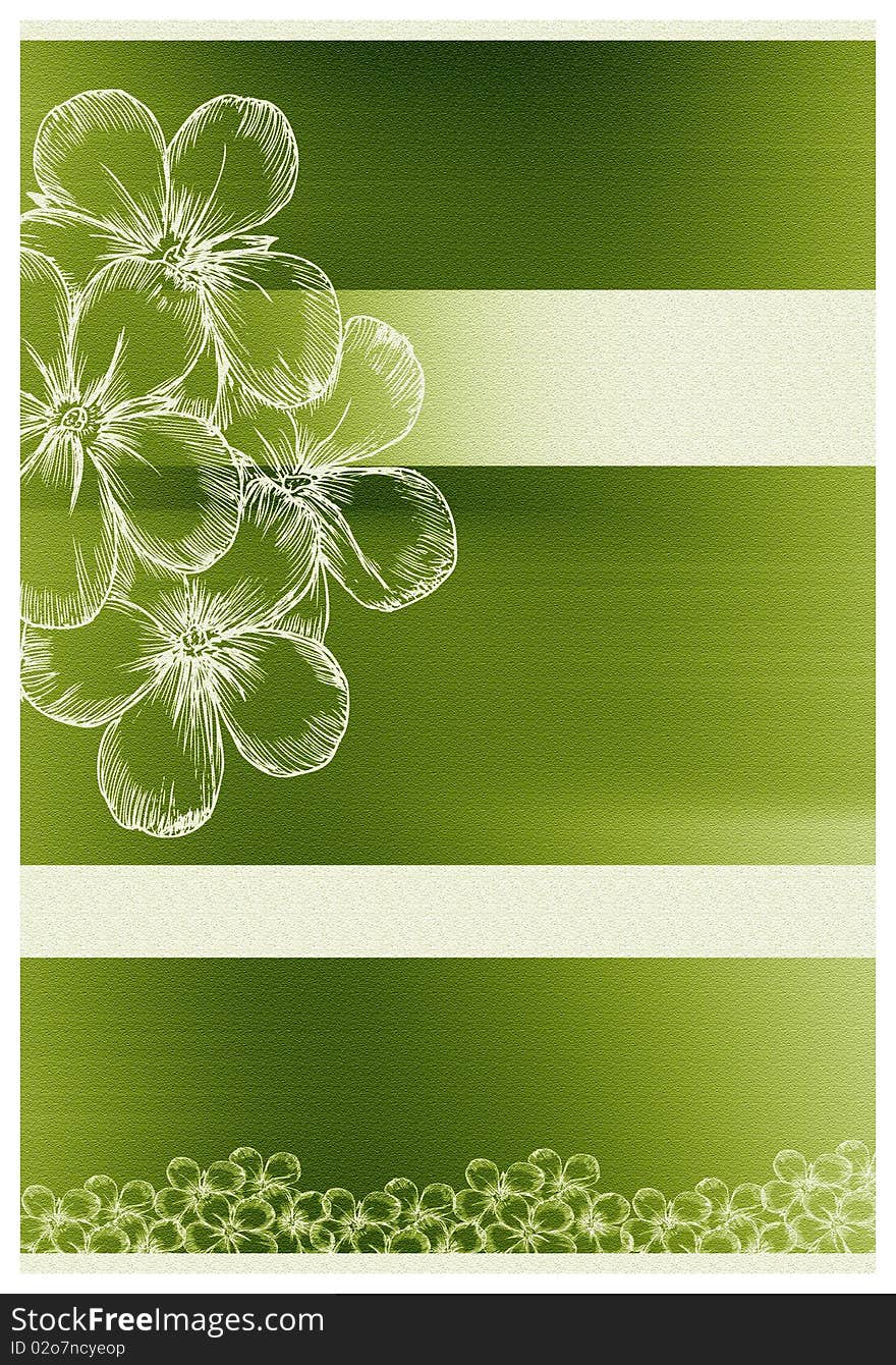 A beautiful  green and white invitation card with  flowers  background