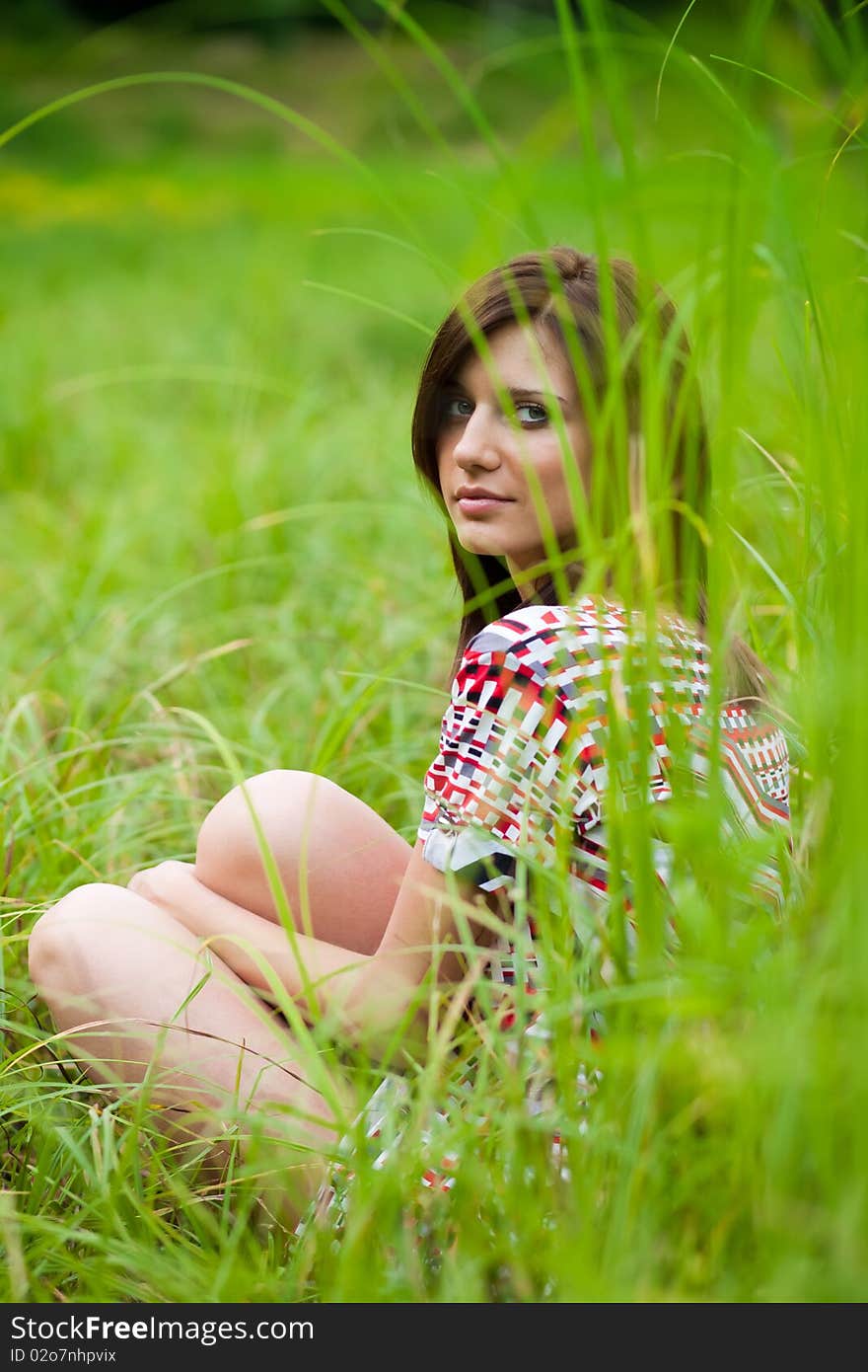 Brunette  girl in dress