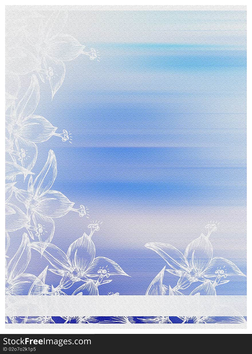 A beautiful  blue and white invitation card with  flowers  background