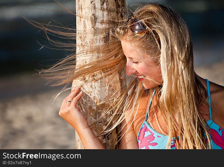 Natural caucasian blond woman portrait