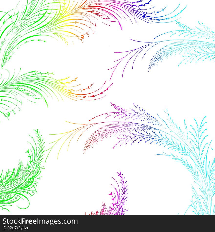 Abstract feathers on a white background