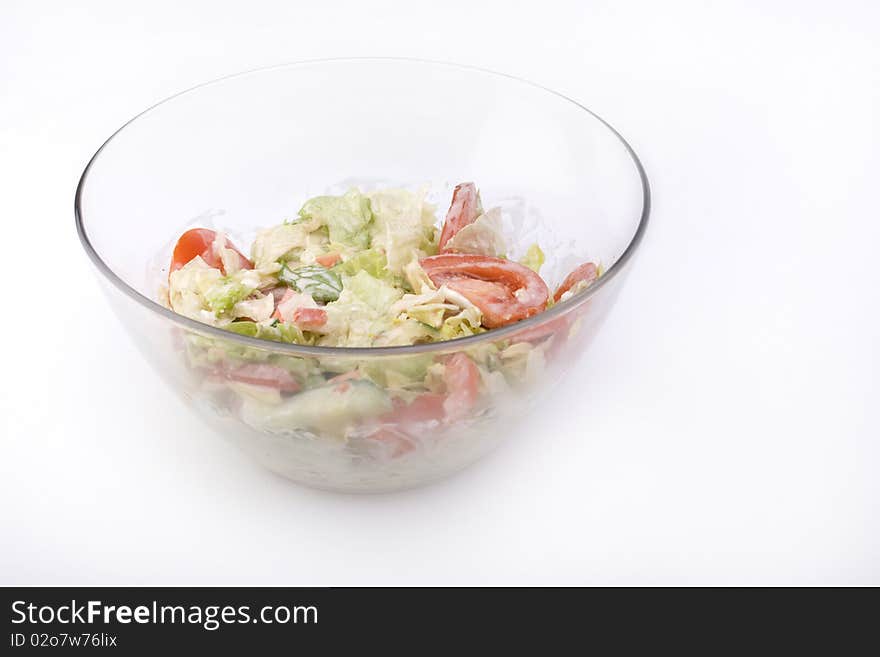 Vegetable salad, with tomato and spring salad