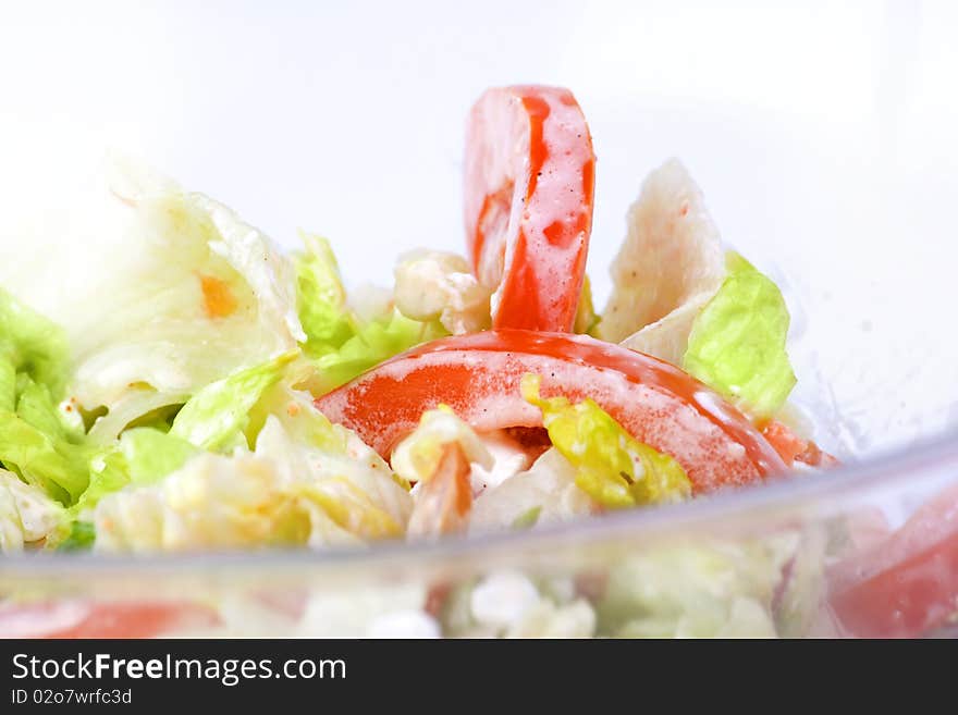 Vegetable salad, with tomato and spring salad