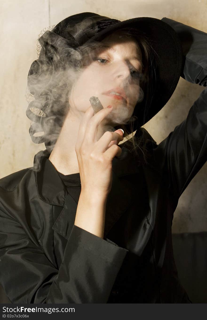 Girl Smoking Cigarre