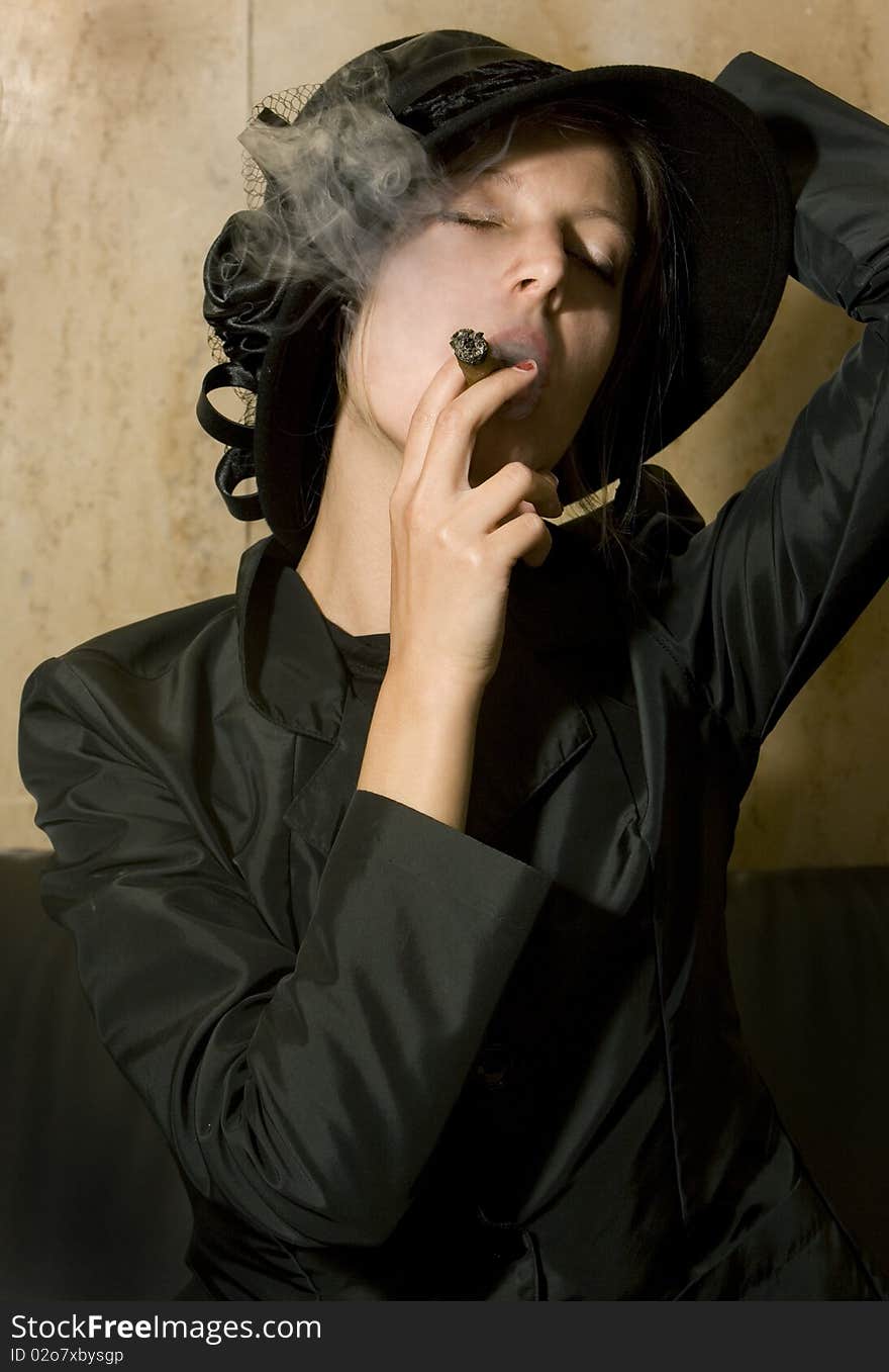 Girl Smoking Cigarre