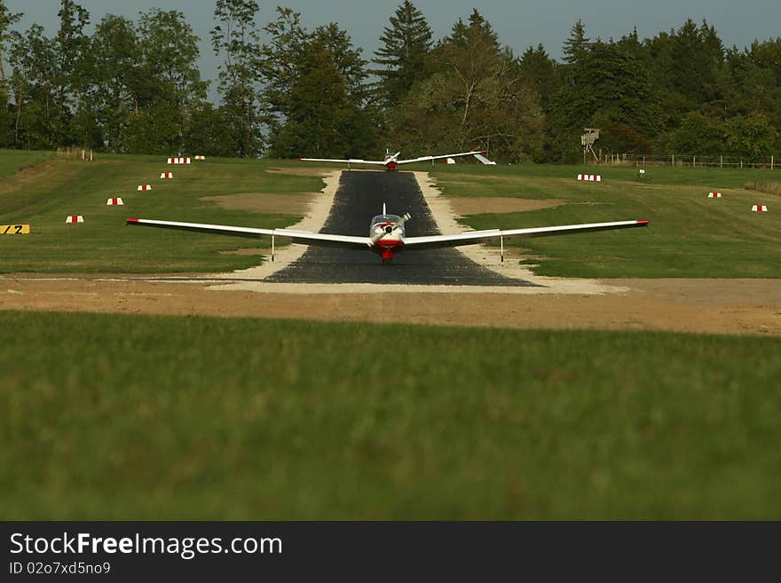 Airplanes on a strarting line, ready to fly, art flying, hobby. Airplanes on a strarting line, ready to fly, art flying, hobby