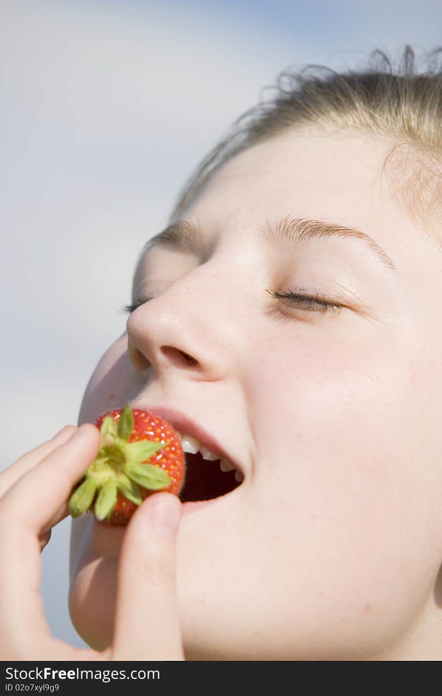 Eating a fruit