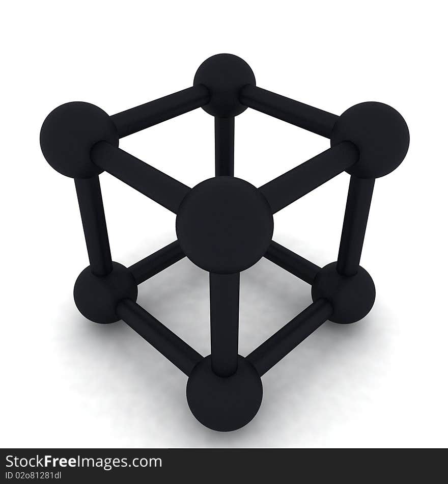 3D Cube And Big Spheres