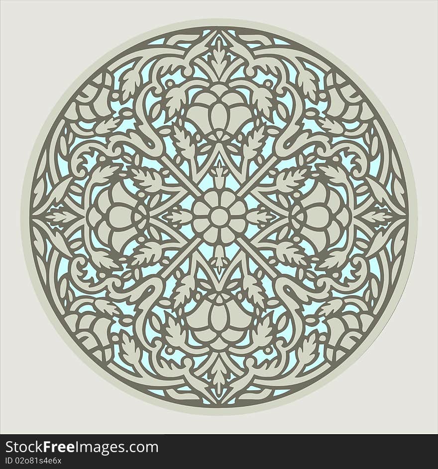 Round Floral Ornament (Light)