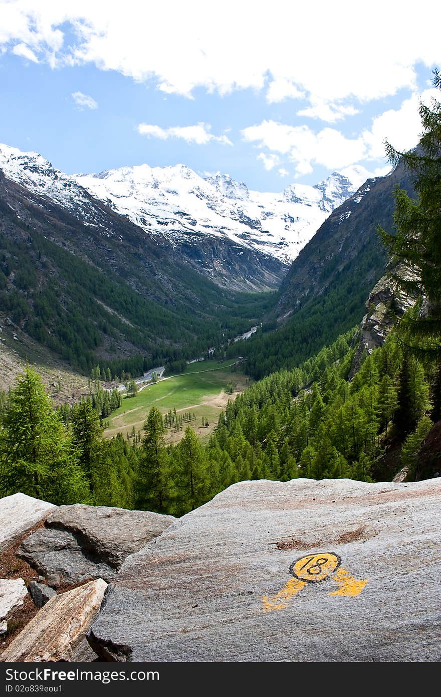 Gran Paradiso Park, Italy. Beautiful alpine mountain path close to Cogne town. Gran Paradiso Park, Italy. Beautiful alpine mountain path close to Cogne town.