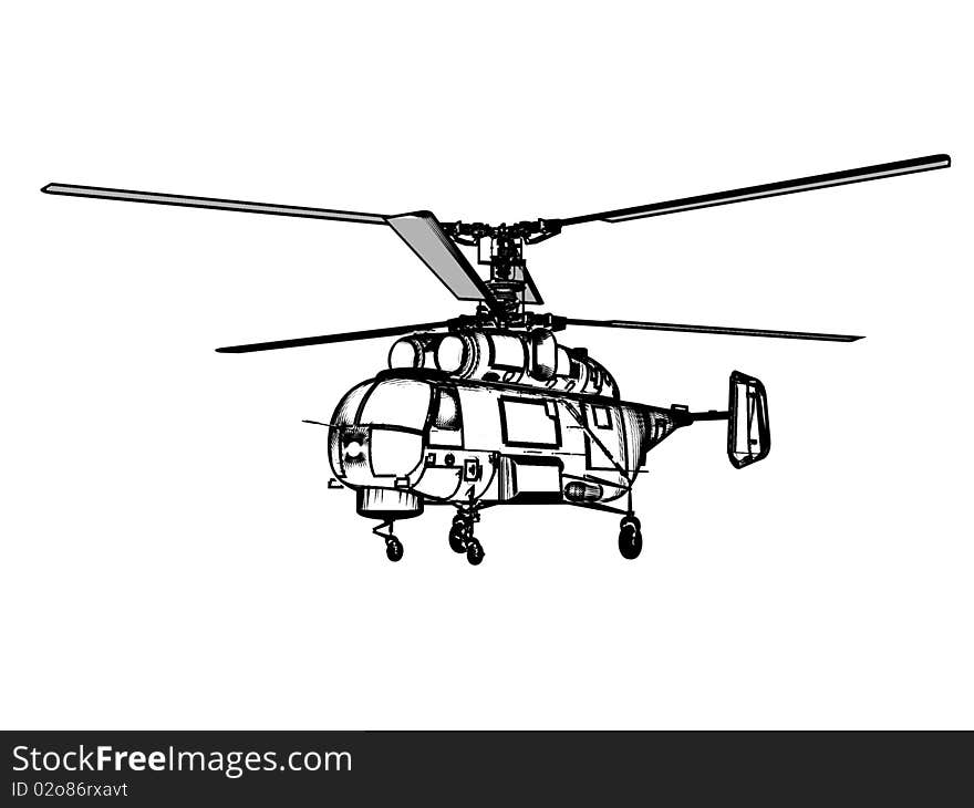 Helicopter isolated over white background.