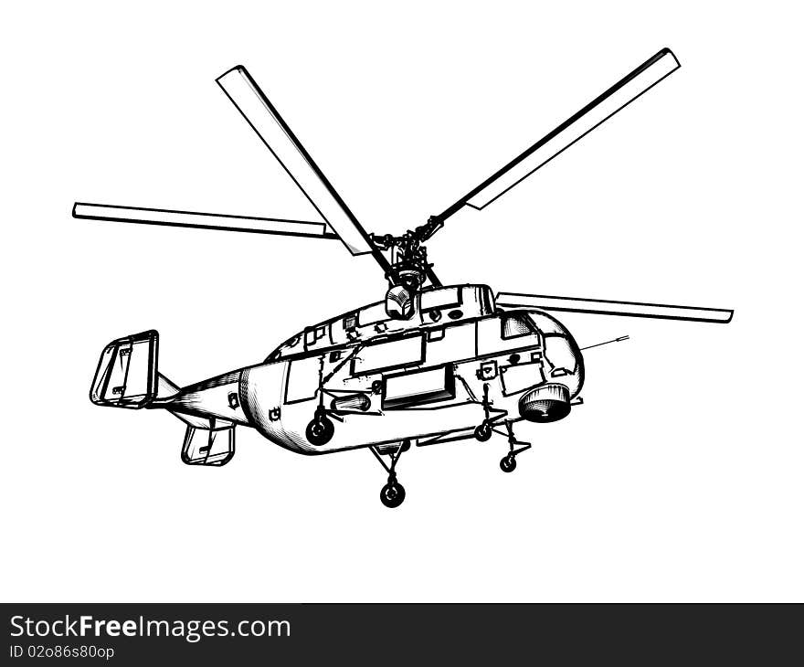 Helicopter isolated over white background.