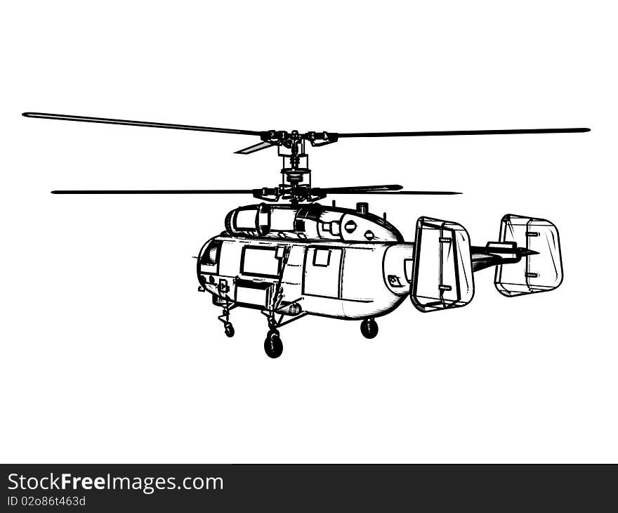 Helicopter isolated over white background.