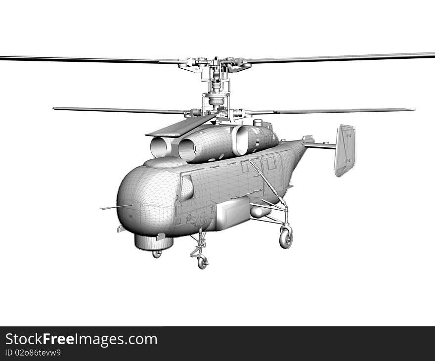 Helicopter isolated over white background.