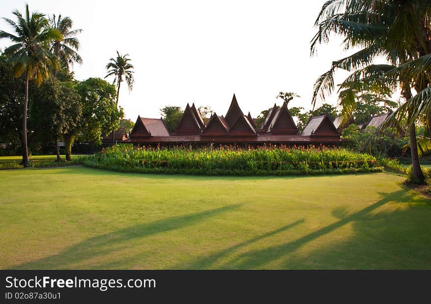 Historic wooden house thai-style in resort