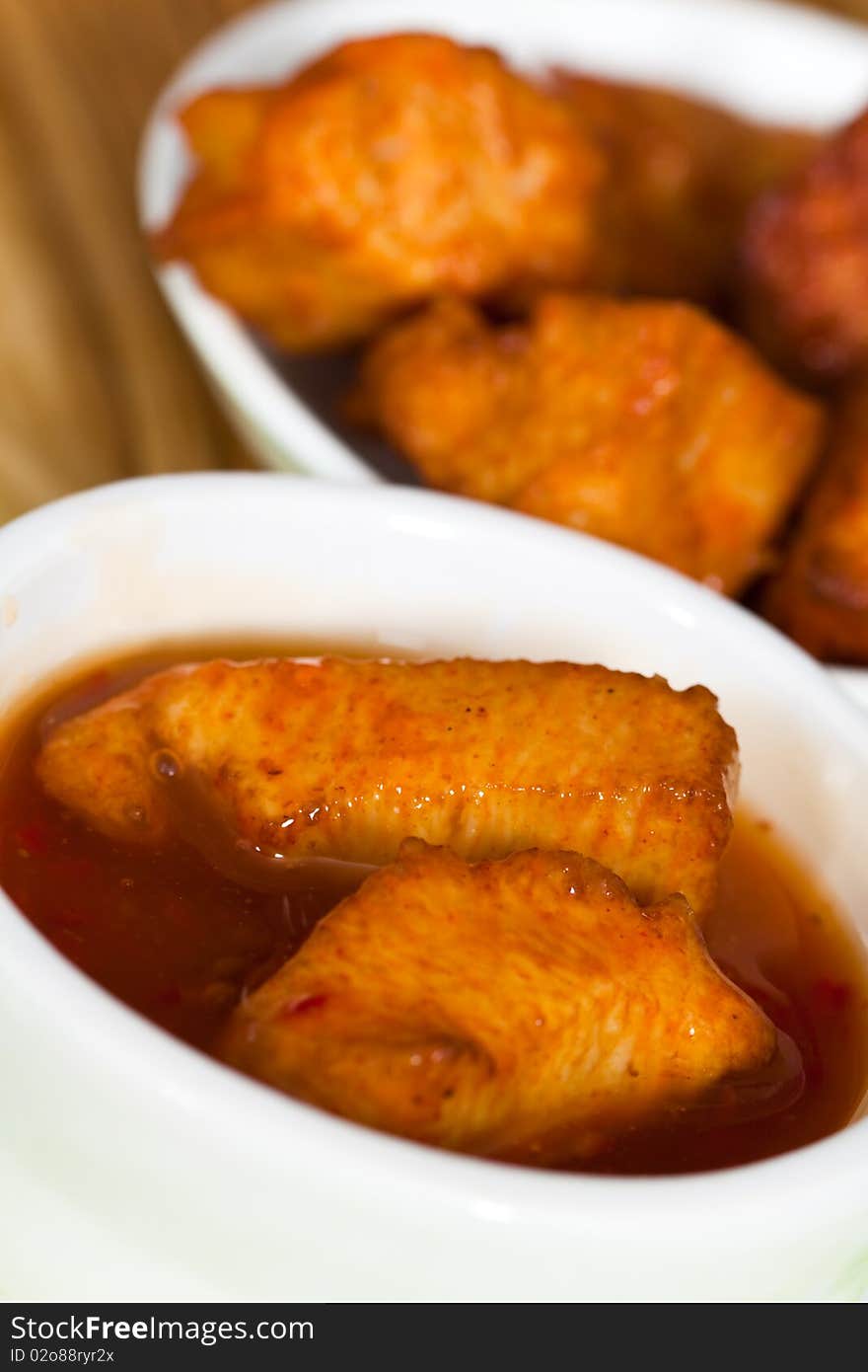 Delicious spicy chicken breast with chili sauce