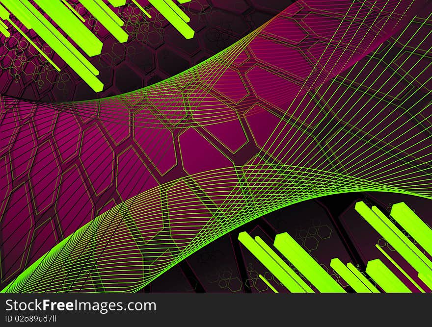 Background Of Hexagons With Diagonal Bars In Citri