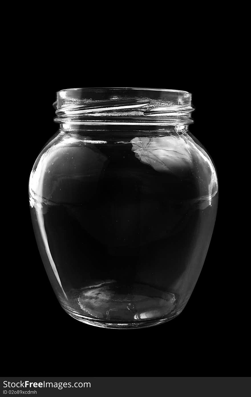 Glass bottle on black background (isolated, close up)