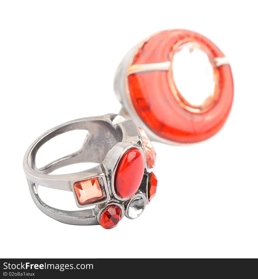 Red ring on white background (close up)