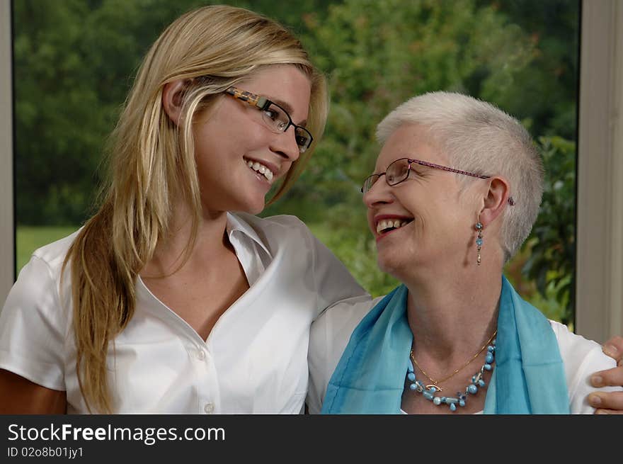 Mother and daughter share some tender moments.