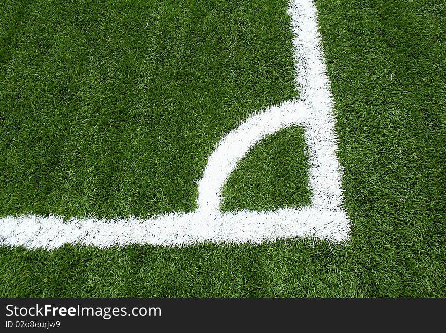 Corner kick on soccer field