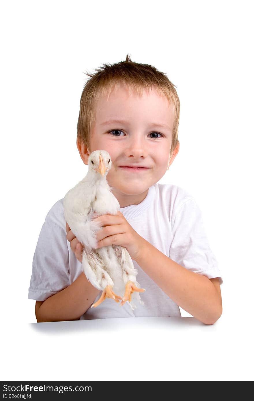 Funny Boy With Chicken