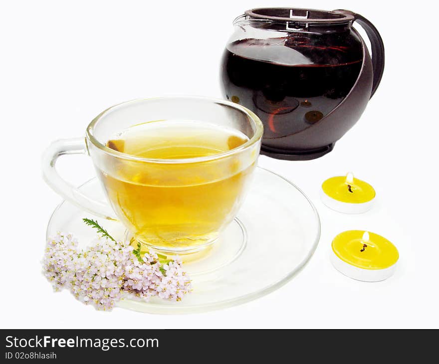 Floral tea with pink medical flowers