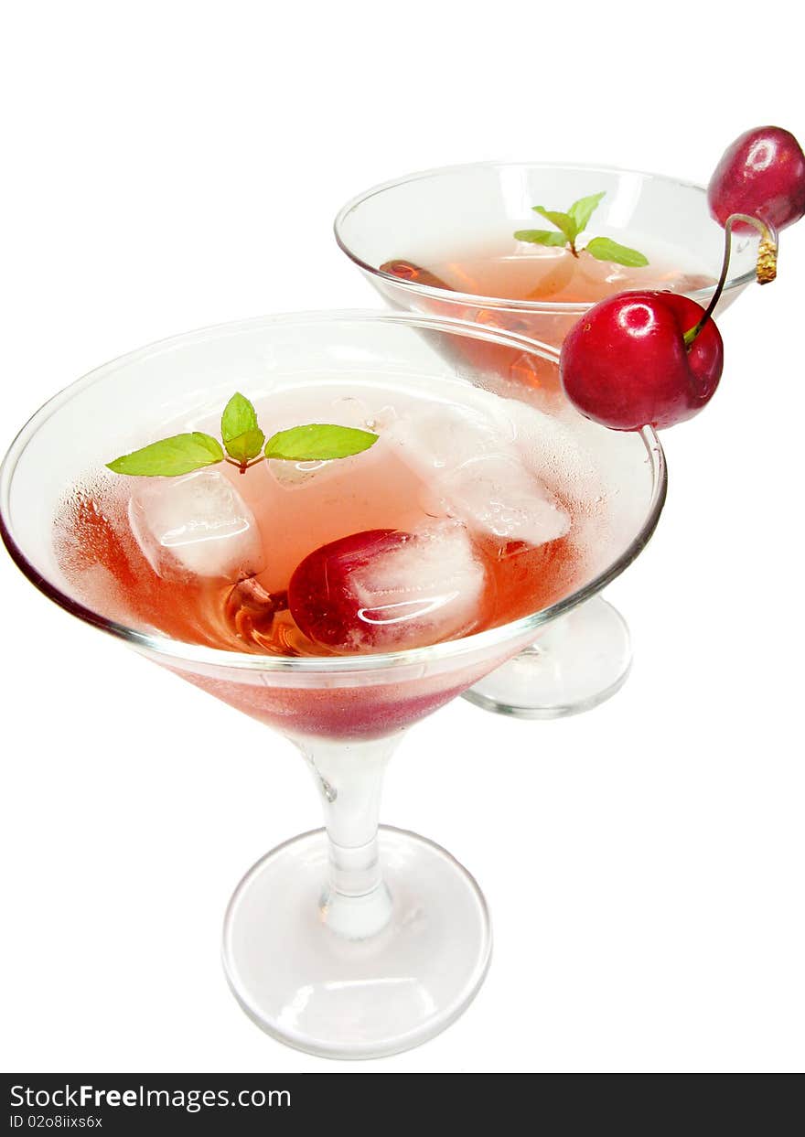 Alcohol Icy Cocktail With Cherry