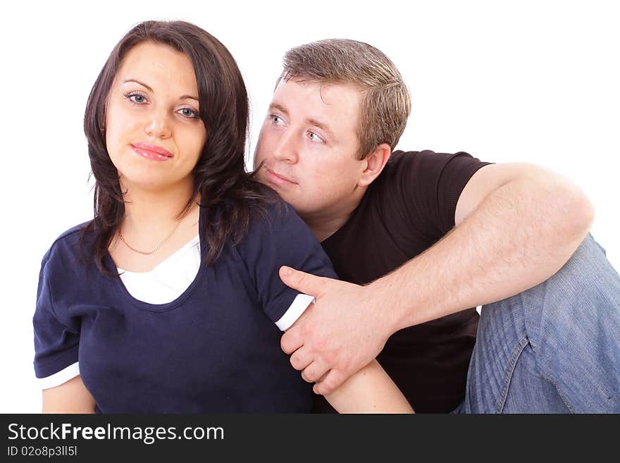 Love couple over white background