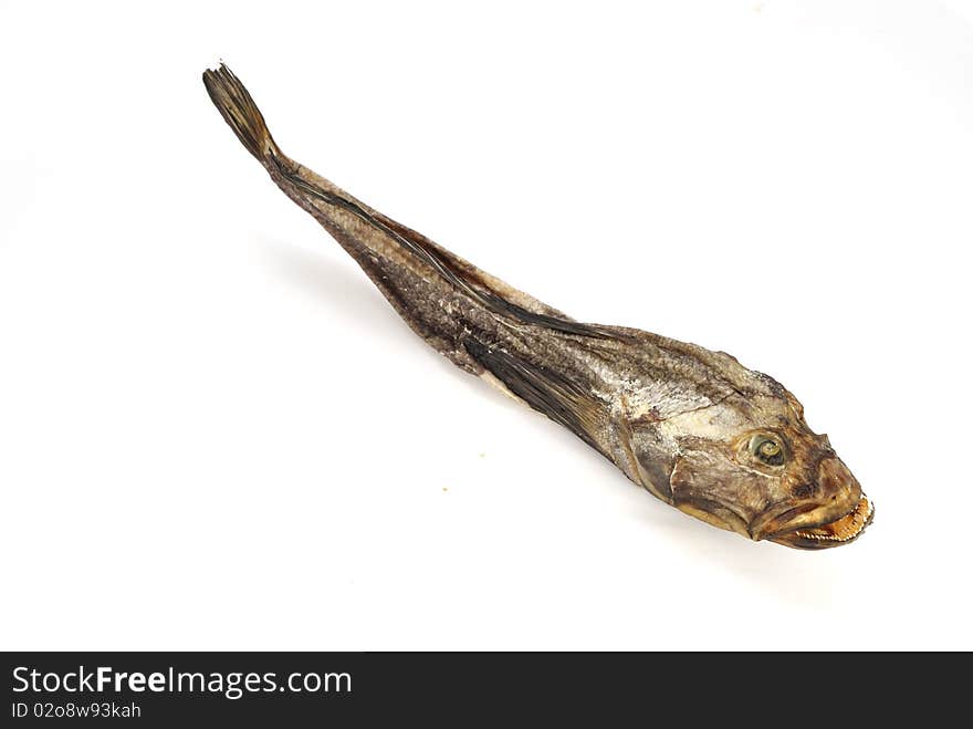 Dried fish Bull on a white background. Dried fish Bull on a white background