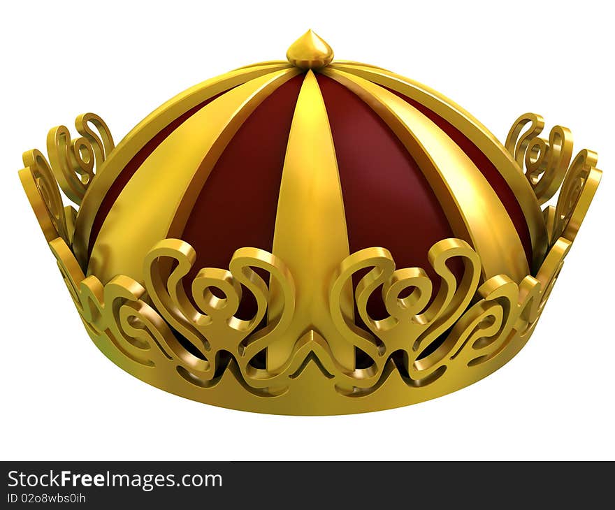 Gold royal crown isolated on a white background