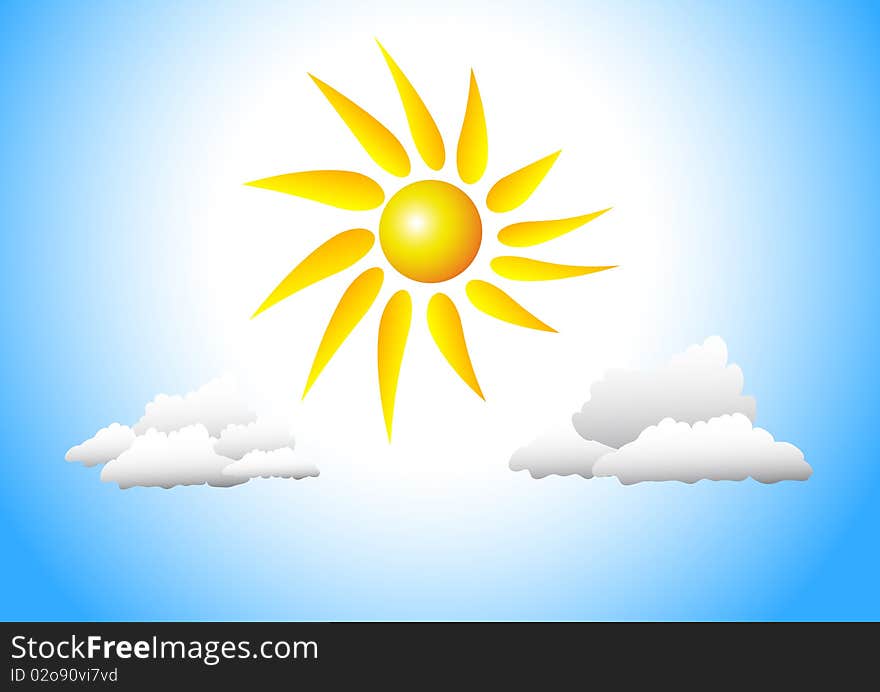 Sun with clouds on a blue sky. Sun with clouds on a blue sky