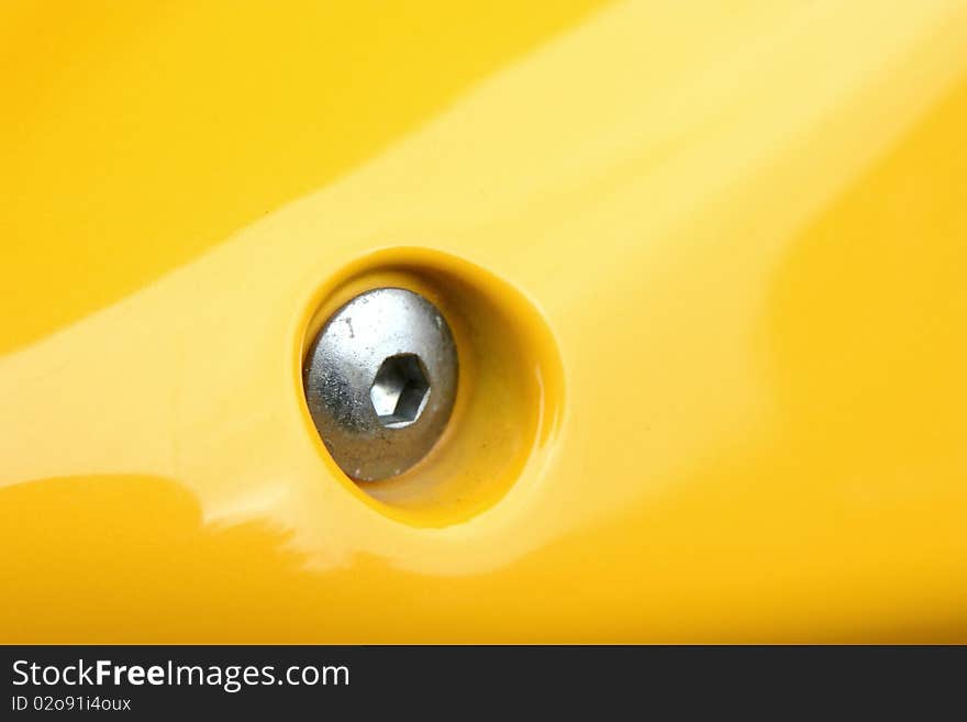 Detail of yellow sports motorcycle. Detail of yellow sports motorcycle