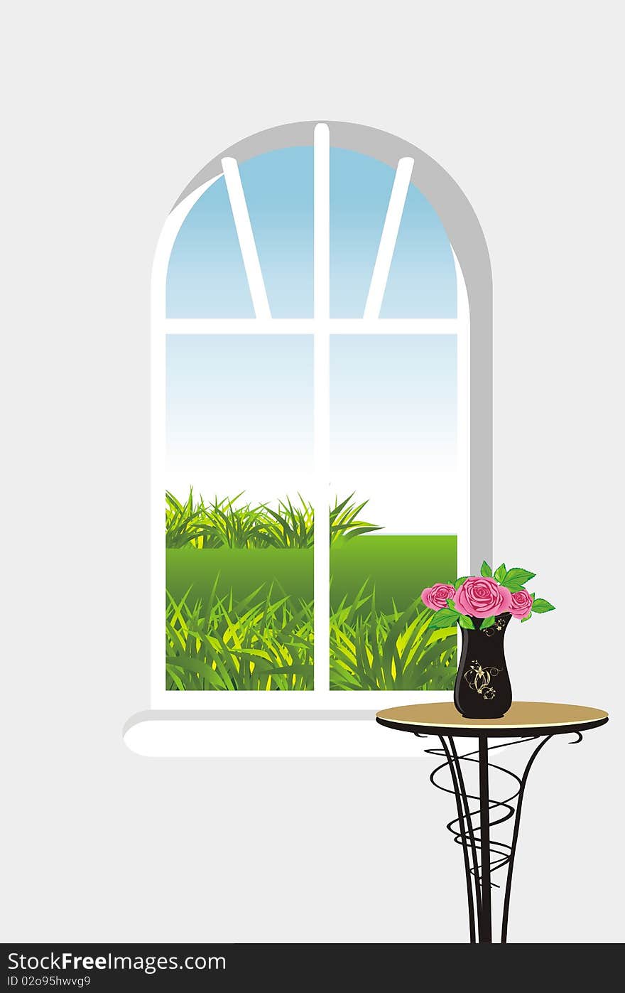 Kind from a window. Illustration