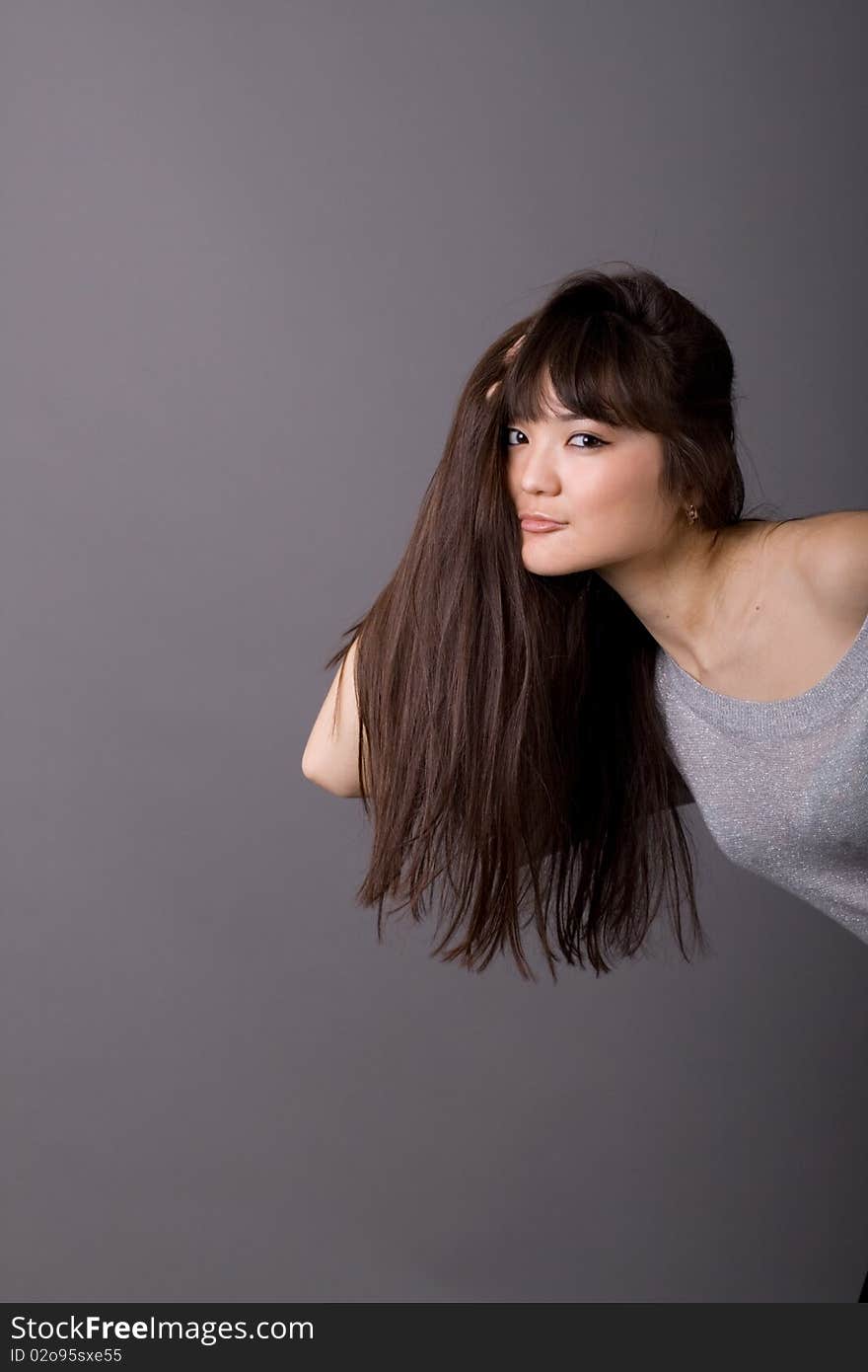 Closeup studio portrait of a beautiful woman. Closeup studio portrait of a beautiful woman