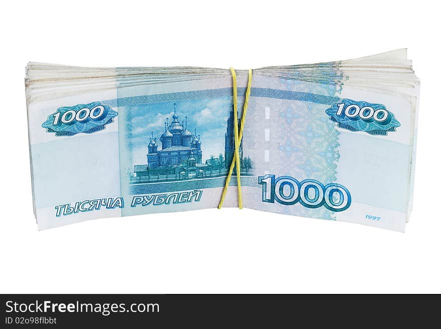 Pack of the roubles by bandaged rubber