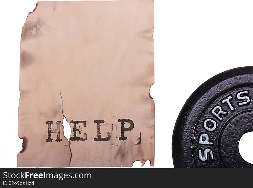 Weight for a dumbbell with the old announcement of the help. Weight for a dumbbell with the old announcement of the help.