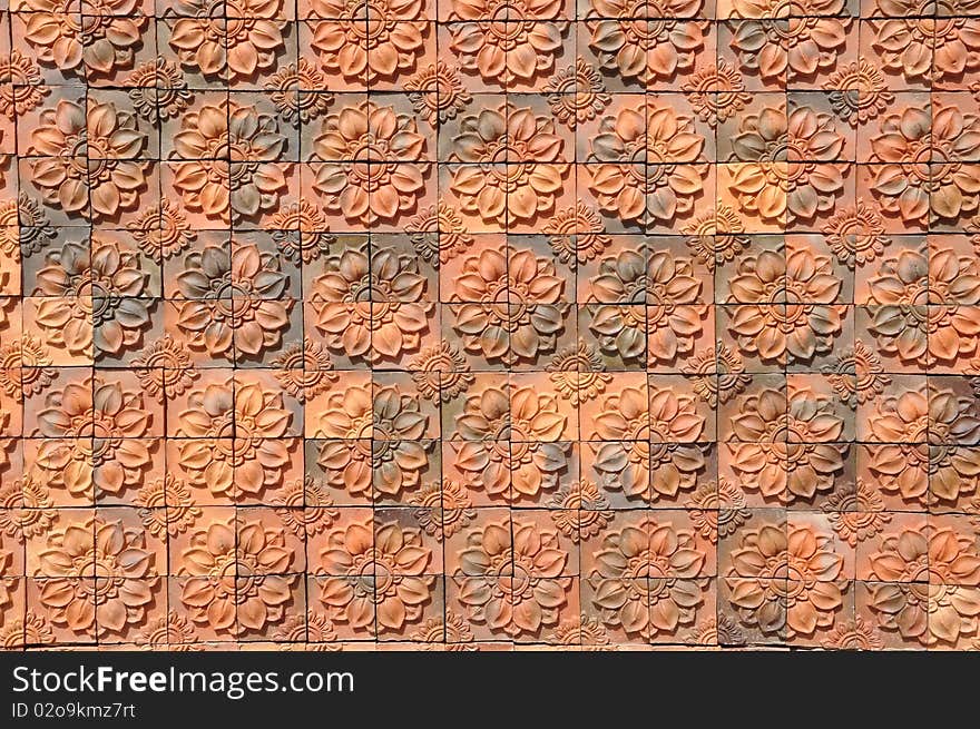 Texture tile wall with flower