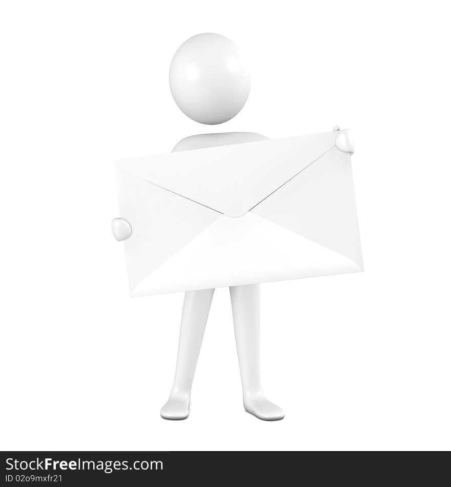 Person with blank message sign envelope.