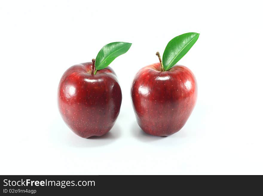 Double the red apple on white background. Double the red apple on white background