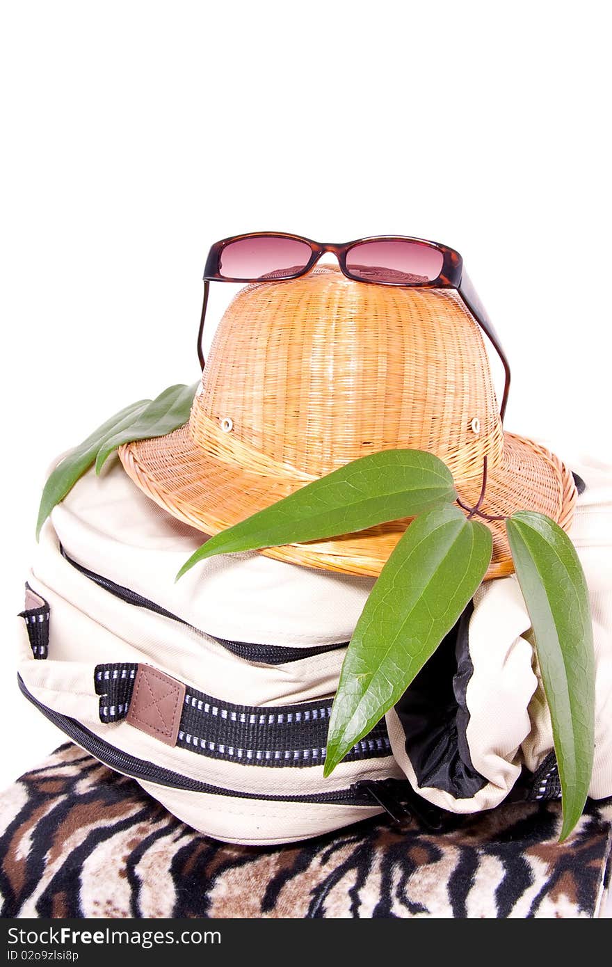 Equipment for a tropical vacation isolated on a white background. Equipment for a tropical vacation isolated on a white background