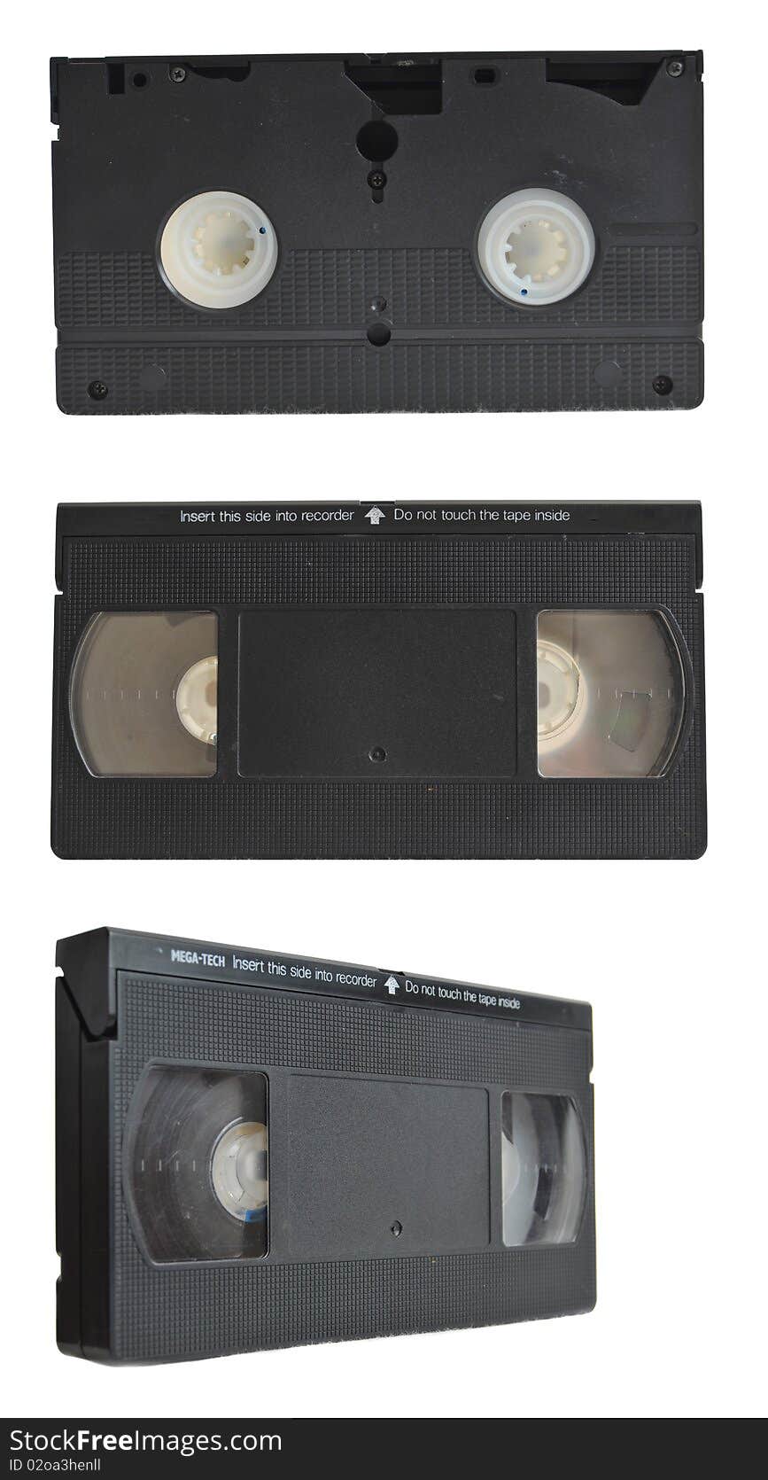 VHS tape collection set isolated on pure white background