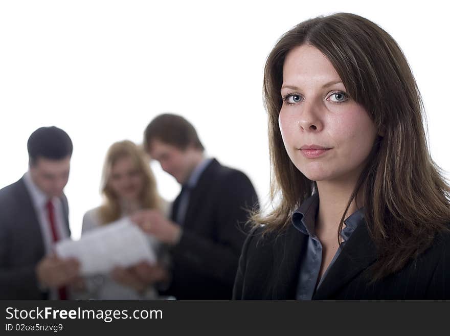 Serious Business Lady With Her Colleagues