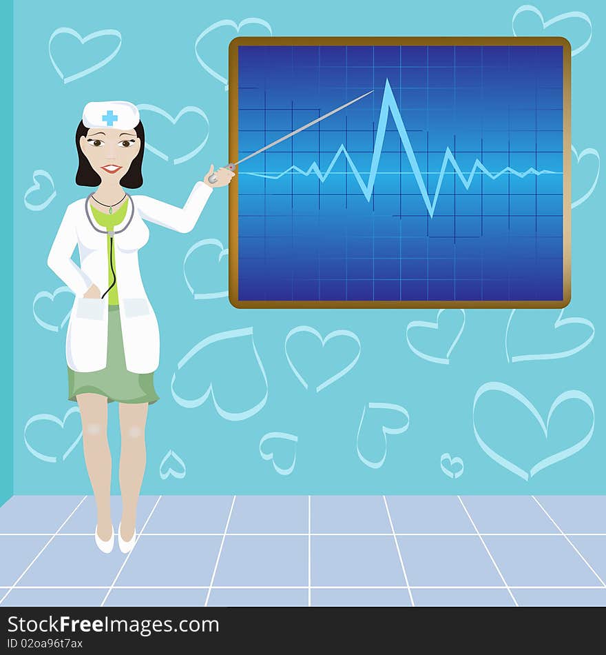 Vector illustration of a beautiful young doctor. Vector illustration of a beautiful young doctor