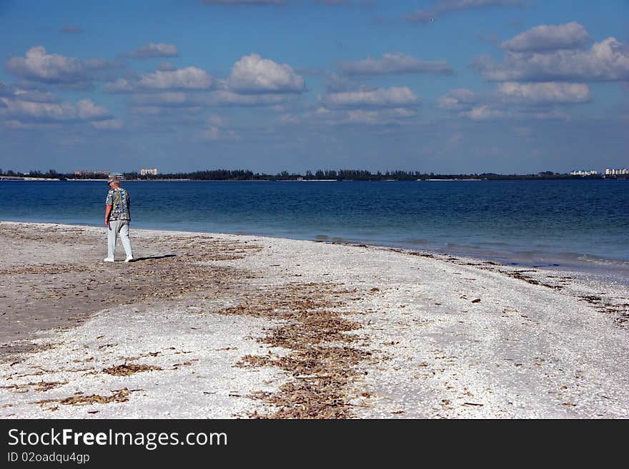 Senior woman on beach Sanibel Island Florida. Senior woman on beach Sanibel Island Florida